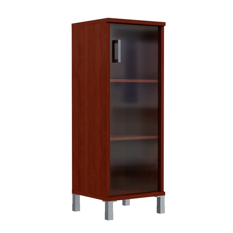 Шкаф-колонка средняя со стеклянной дверью B 421.8 Бургунди 475х450х1286  главное фото
