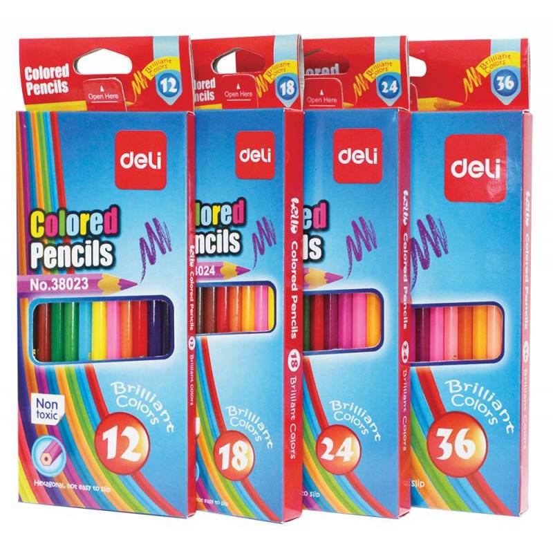 Карандаши цветные Deli E38023 шестигранные 12цв. коробка/европод. главное фото